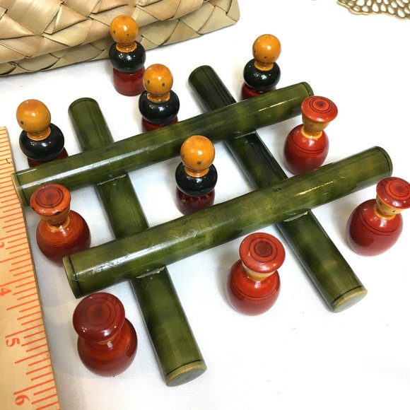 Bamboo “tic tac toe” by Kiva India VTG - Picture 2 of 10